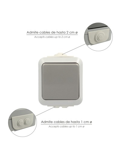 Interruptor / Conmutador Oryx Simple con tapa gris