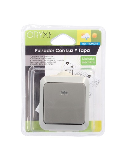 Pulsador Oryx Con Luz y tapa gris
