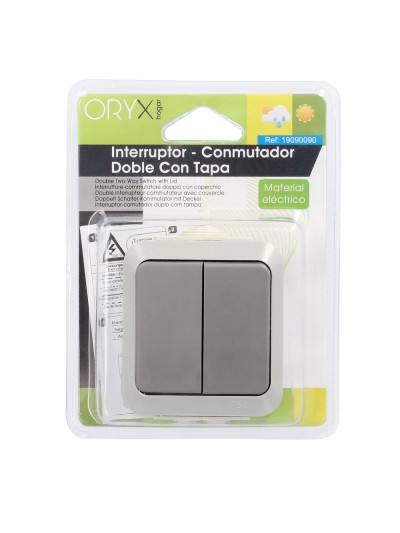 Interruptor / Conmutado Oryx  Doble con tapa gris