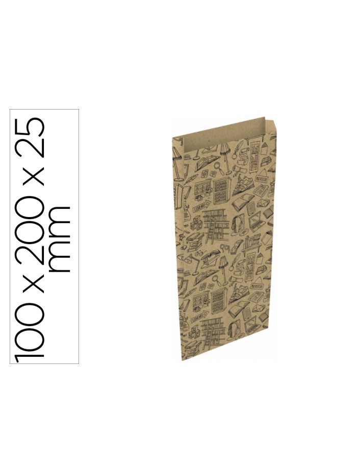Sobre papel basika kraft reciclado con fuelle estampado libreria tamaño xxs 100x200 mm paquete de 25 unidades Sobre papel basika kraft reciclado con fuelle estampado libreria tamaño xxs 100x200 mm paquete de 25 unidades