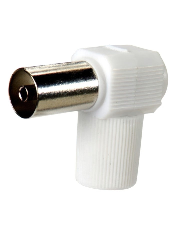 Conector Tv Hembra Acodado 9,5 mm.