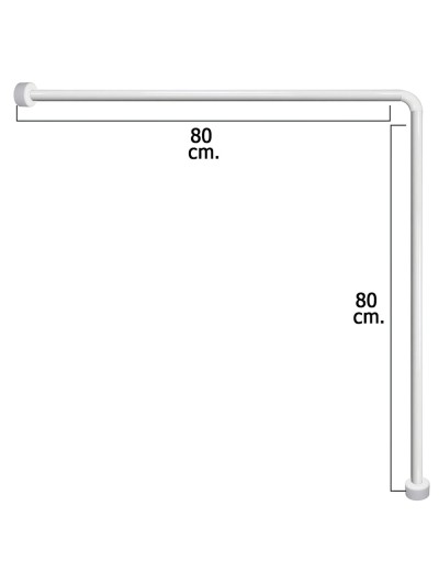 Barra Para  Cortina Ducha Universal Aluminio Blanco 80x80 cm.