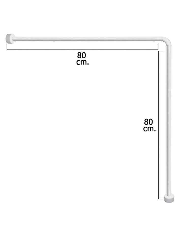 Barra Para  Cortina Ducha Universal Aluminio Blanco 80x80 cm.