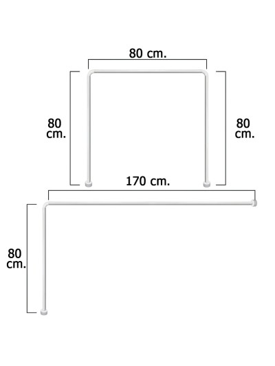 Barra Para  Cortina Ducha Universal Aluminio Blanco 80 x 170 cm.