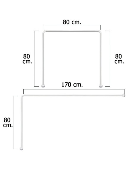 Barra Para  Cortina Ducha Universal Aluminio Blanco 80 x 170 cm.