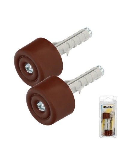 Tope Puerta Con Taco Nylon Marron  (Blister 2 Piezas)