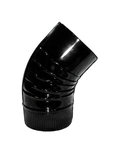 Codo Estufa Color Negro Vitrificado de  110 mm. 45°.