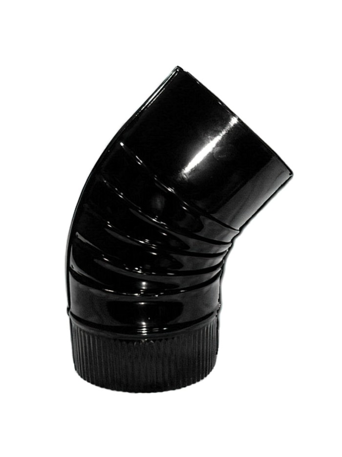 Codo Estufa Color Negro Vitrificado de  120 mm. 45°.