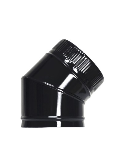 Codo Estufa Liso Negro Vitrificado Ø 200 mm. 45°