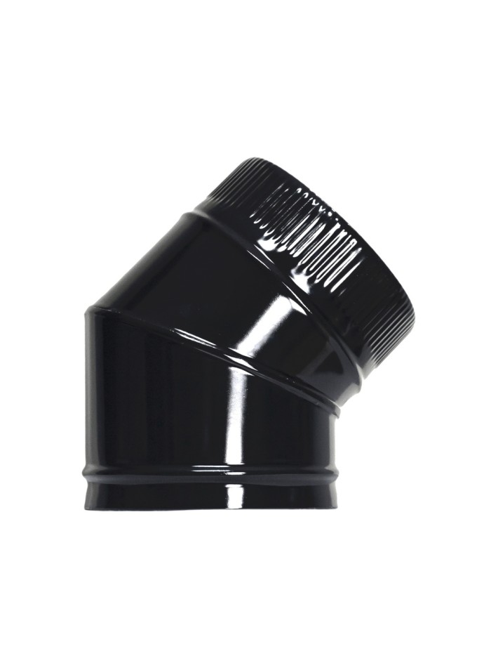 Codo Estufa Liso Negro Vitrificado Ø 200 mm. 45°