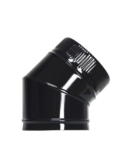 Codo Estufa Liso Negro Vitrificado Ø 200 mm. 45°