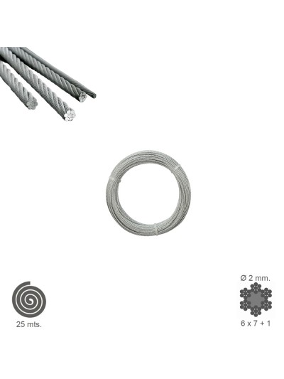 Cable Galvanizado    2 mm. (Rollo 25 Metros) No Elevacion