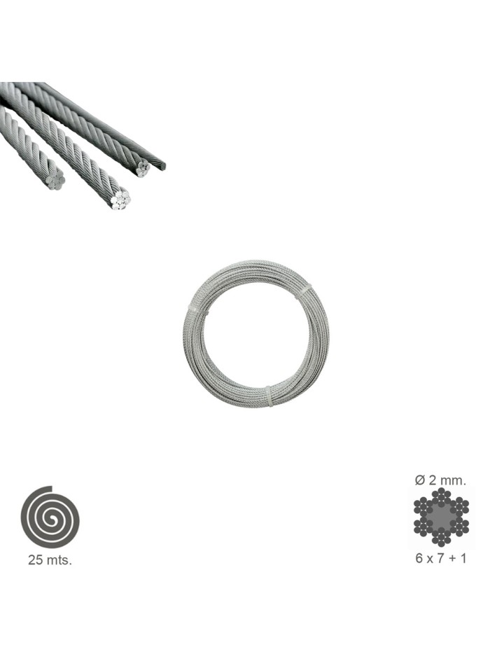 Cable Galvanizado    2 mm. (Rollo 25 Metros) No Elevacion