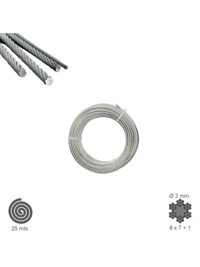 Cable Galvanizado    3 mm. (Rollo 25 Metros) No Elevacion