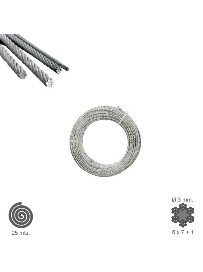 Cable Galvanizado    3 mm. (Rollo 25 Metros) No Elevacion