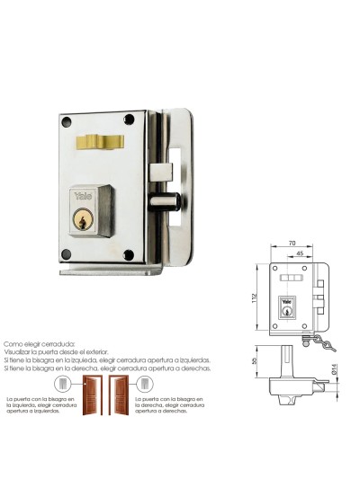 Cerradura Yale   10-c-hn/ Derecha