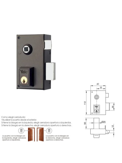 Cerradura Yale   56-b/hpr/60/ Derecha
