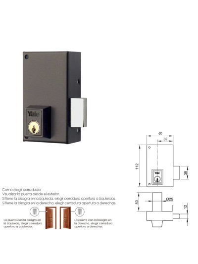 Cerradura Yale   56-c/hpr/60/ Derecha