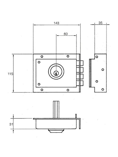 Cerradura Jis  229           8x12/ Derecha