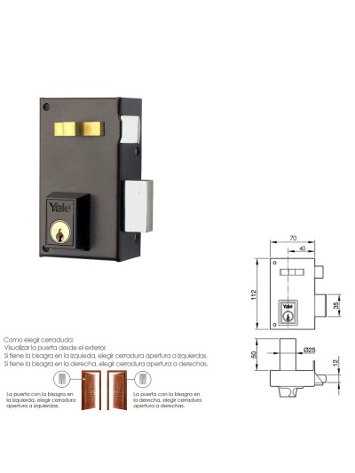 Cerradura Yale   56-a/hpr/70/ Derecha
