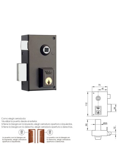 Cerradura Yale   56-B/HPR/70/ Izquierda
