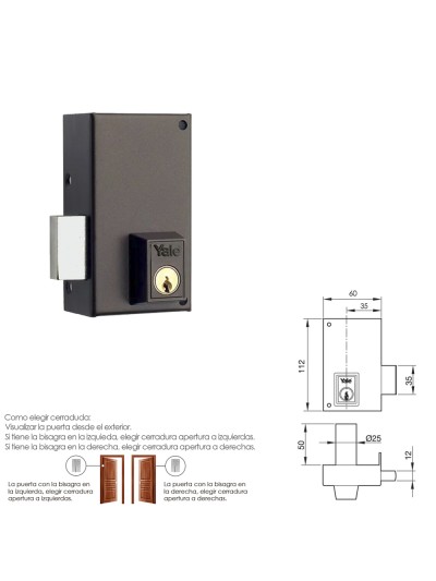 Cerradura Yale   56-c/hpr/60/ Izquierda