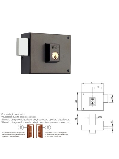 Cerradura Yale  124-a/hpr/ 8/ Izquierda