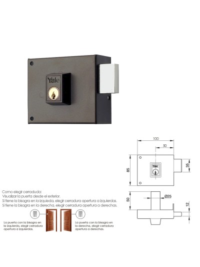 Cerradura Yale  124-a/hpr/10/ Derecha