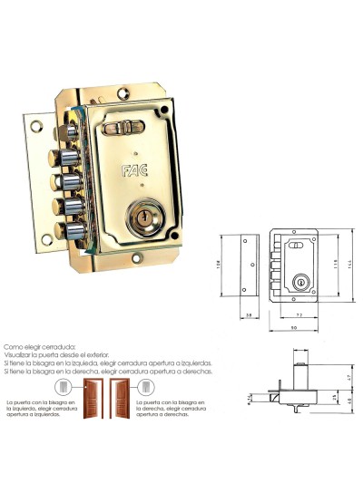 Cerradura Fac S 90           Dorada Izquierda