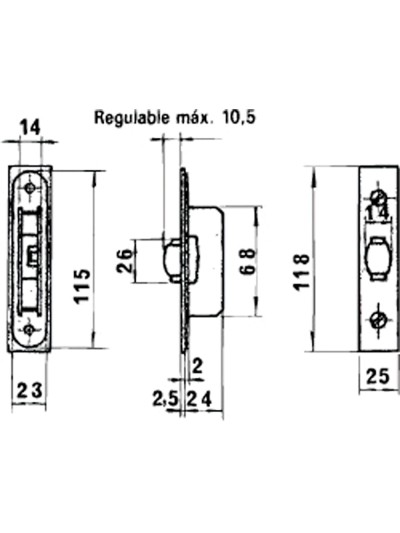 Cerradura Lince 5554 Aluminio   14 mm.