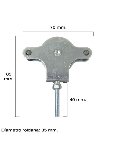 Polea Tendedero Wolfpack Zincado 40 mm. Roldana Metal con Tornillo
