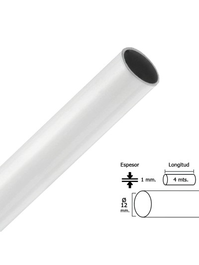 Barra Armario Lacado Blanco Redondo 12 mm.Ø (Barra 4,0 Metros)