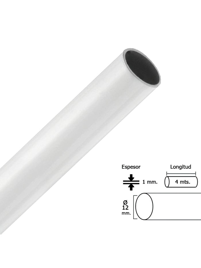 Barra Armario Lacado Blanco Redondo 12 mm.Ø (Barra 4,0 Metros)