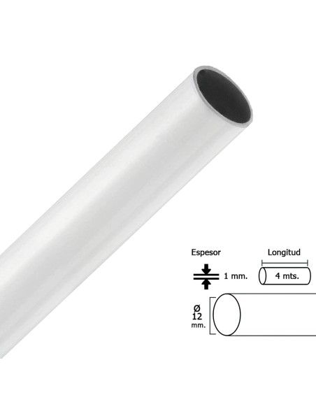 Barra Armario Lacado Blanco Redondo 12 mm.Ø (Barra 4,0 Metros)