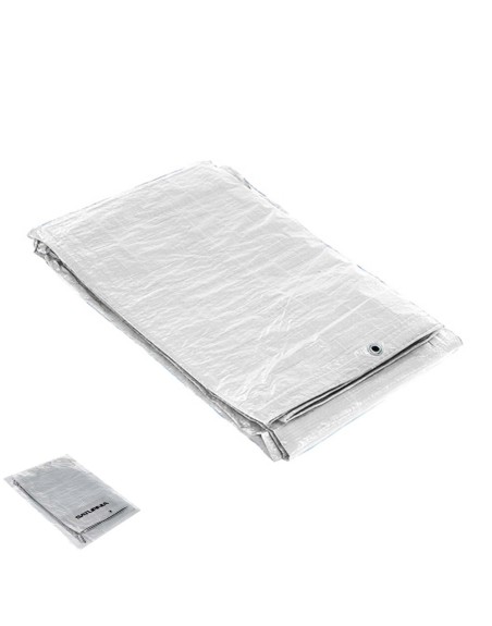 Lona Impermeable Reforzada 4x6 metros (Aproximadamente) Con Ojetes Metálicos, Lona de Protección Duradera, Color Blanco.