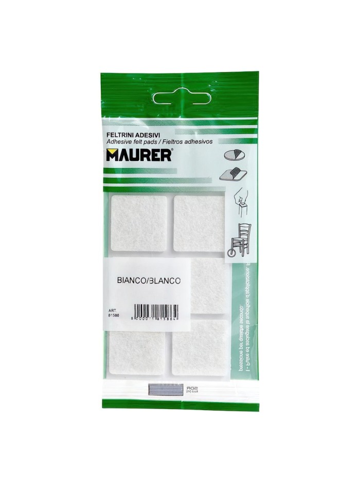 Fieltro Adhesivo 30x30 mm. (Blister 6 Piezas) Blanco