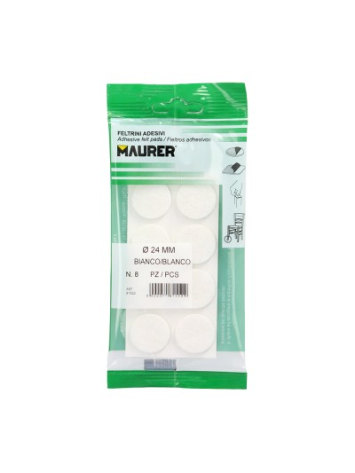 Fieltro Adhesivo Ø 24 mm. (Blister 8 Piezas) Blanco