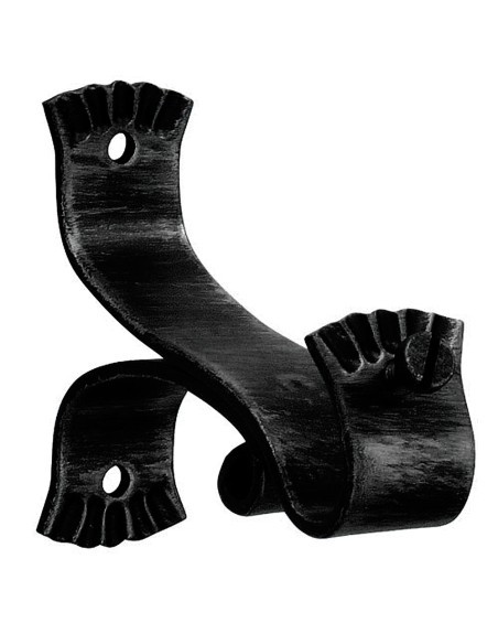 Soporte Forja Ø 20 mm. Ola Largo Negro   Juego 2 Piezas