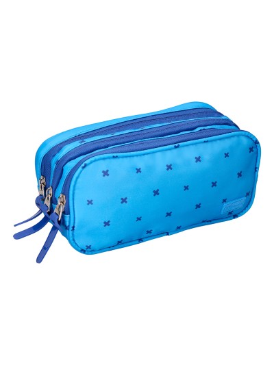 Estuche portatodo liderpapel 2 compartimentos diseño cruces azul