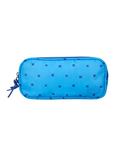 Estuche portatodo liderpapel 2 compartimentos diseño cruces azul