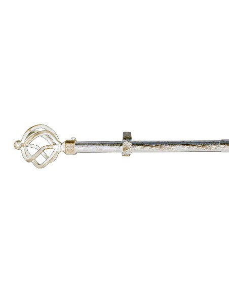 Barra Cortina Extensible Metal Ø 19 mm. Extensible 1,1 / 2,0 Metros Marfil Oro Piña Sin Anilla