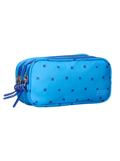 Estuche portatodo liderpapel 2 compartimentos diseño cruces azul