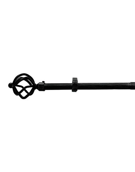 Barra Cortina Extensible Metal Ø 19 mm. Extensible 2,0 / 3,8 Metros Negro Piña Sin Anillas