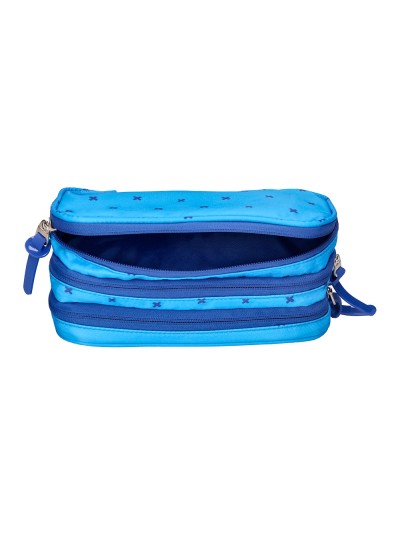 Estuche portatodo liderpapel 2 compartimentos diseño cruces azul