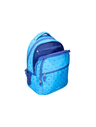Cartera escolar liderpapel moc hila multibolsillo diseño azul 450x145x300 mm