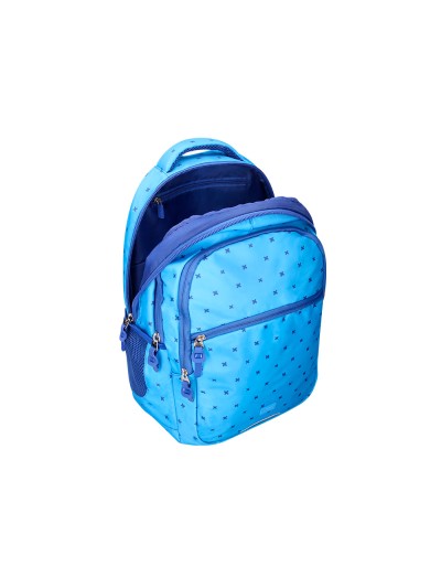Cartera escolar liderpapel moc hila multibolsillo diseño azul 450x145x300 mm