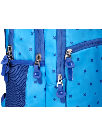 Cartera escolar liderpapel moc hila multibolsillo diseño azul 450x145x300 mm