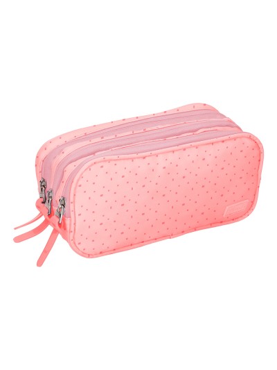 Estuche portatodo liderpapel escolar 2 compartimentos diseño estrellas rosa