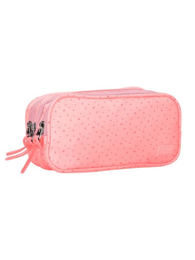 Estuche portatodo liderpapel escolar 2 compartimentos diseño estrellas rosa