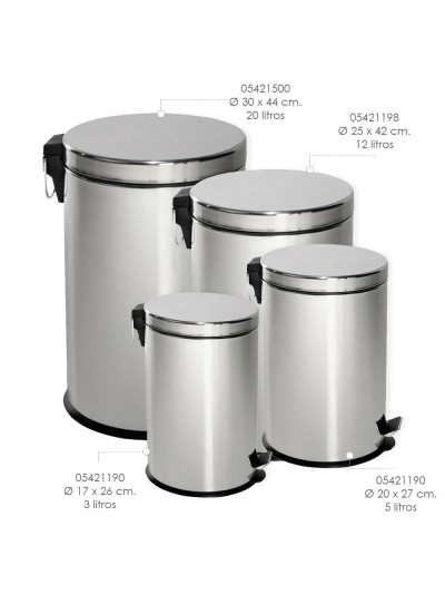 Papelera Maurer  Inoxidable Cocina / Baño 20 Litros 30x44  cm.